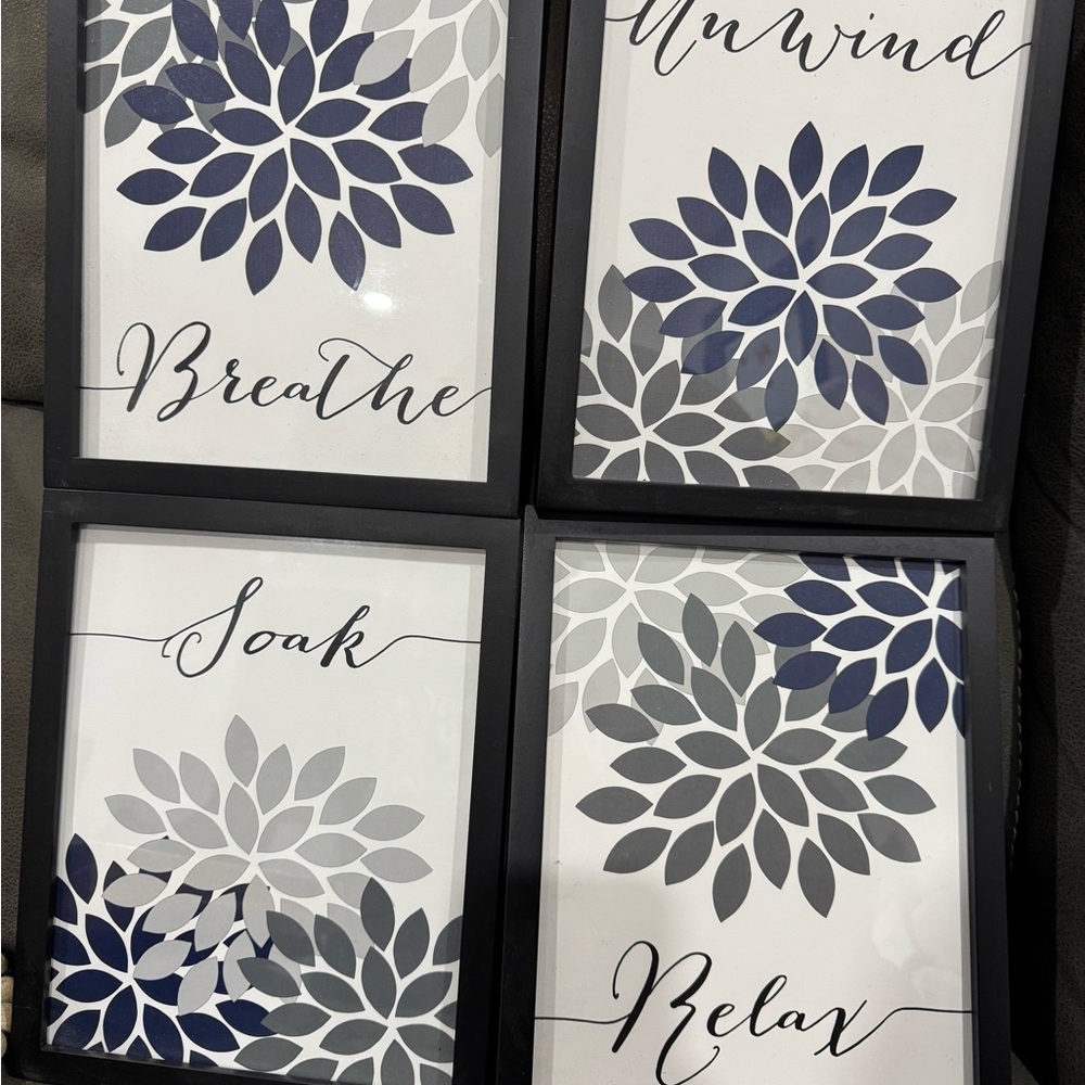 Set of 4 Black and Gray Wall Art Prints